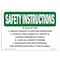 Signmission OSHA SAFETY INSTRUCTIONS, 7" Height, 10" Width, Rigid Plastic, 10" W, 7" H, Landscape OS-SI-P-710-L-11438 - alternate 1